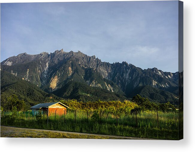 Viewpoint Acrylic Print featuring the photograph View of Mount Kinabalu from Kundasang village by Shaifulzamri
