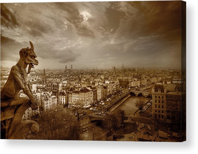 Eiffel Tower Acrylic Print featuring the photograph View of Paris From Notre Dame by Serge Ramelli