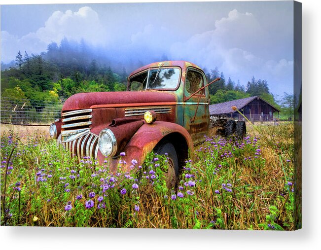 1941 Acrylic Print featuring the photograph Vintage Chevy PIckup Truck in the Mountain Wildflowers by Debra and Dave Vanderlaan