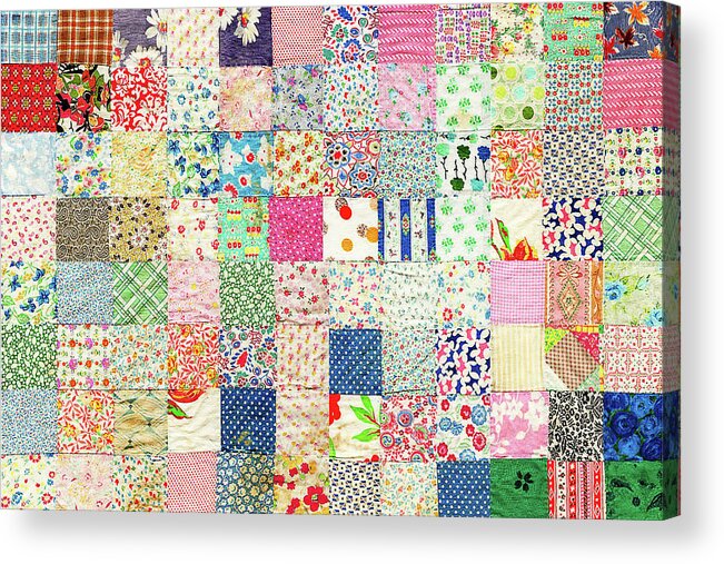 Quilt Acrylic Print featuring the photograph Vintage Country Patchwork Quilt by Peggy Collins
