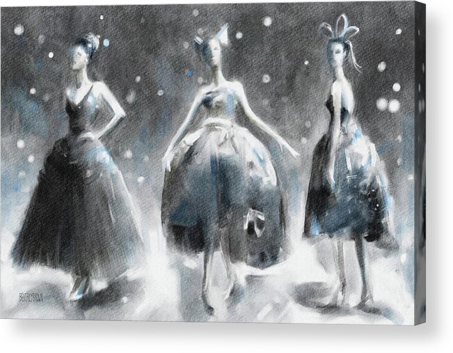 Vintage Fashion Acrylic Print featuring the painting Vintage Glam Mannequins by Beverly Brown
