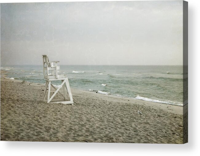 Ocean Acrylic Print featuring the photograph Vintage Inspired Beach with Lifeguard Chair by Brooke T Ryan