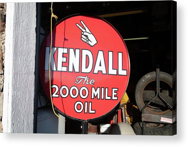 Americana Acrylic Print featuring the photograph Vintage Kendall Oil sign on Historic Route 66 in Ash Grove Missouri by Eldon McGraw