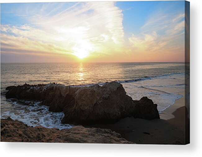 Beach Acrylic Print featuring the photograph Vivid Winter Sunset Over the Ocean by Matthew DeGrushe