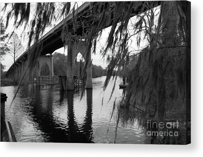 Waccamaw River Acrylic Print featuring the photograph Waccamaw Memorial Bridge in Conway South Carolina by MM Anderson