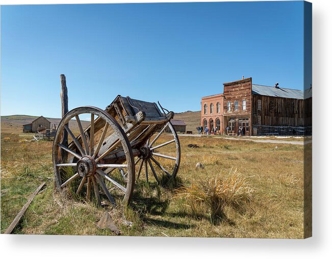 Bodie Acrylic Print featuring the photograph Wagon at Bodie Ghost Town by Lindsay Thomson