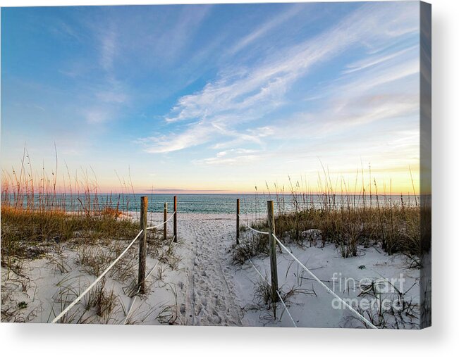 Golden Hour Acrylic Print featuring the photograph Walkway to the Beach at Golden Hour by Beachtown Views