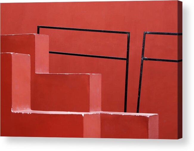 Red Wall Acrylic Print featuring the photograph Wall Edges vs Empty Frames by Prakash Ghai