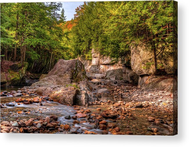 Landscape Acrylic Print featuring the photograph Warren Falls Early Autumn by Chad Dikun