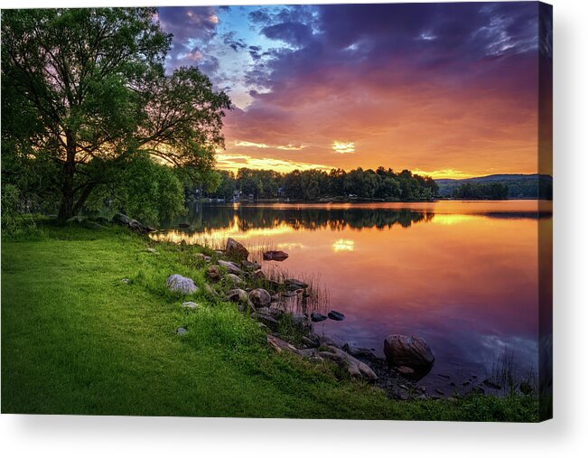 Maine Acrylic Print featuring the photograph Wassookeag Lake Sunrise 34a3802 by Greg Hartford