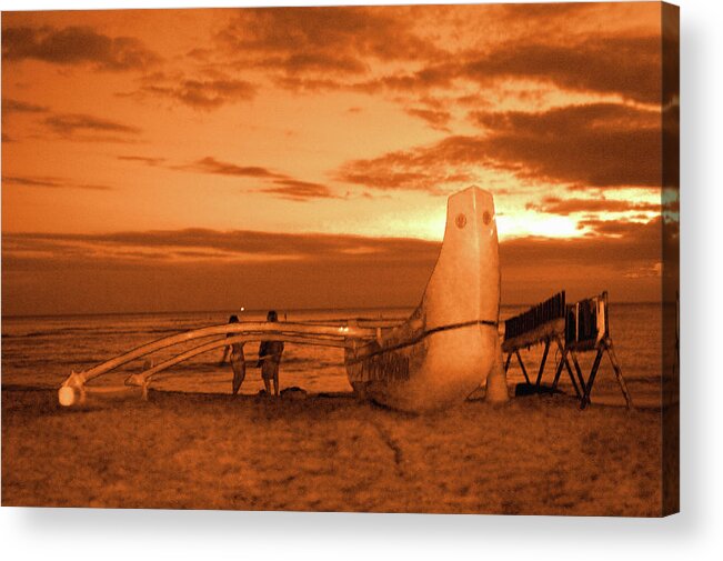 Couple Acrylic Print featuring the photograph Watching the Sunset in Hawaii by Alina Oswald