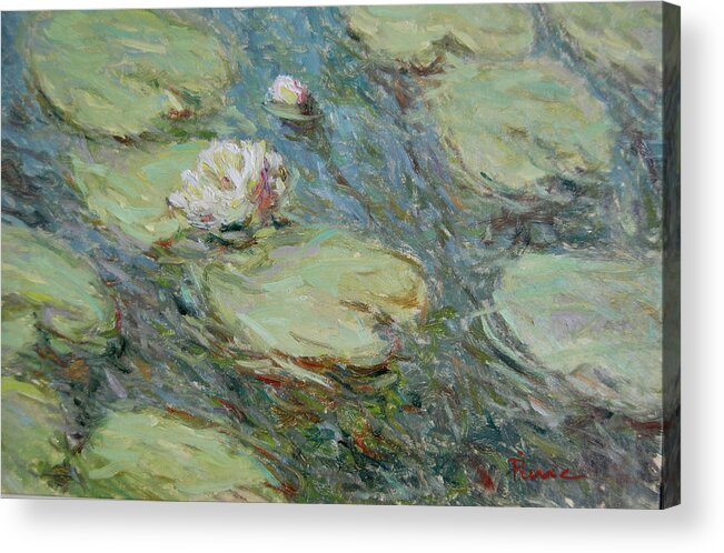 Waterlelies Acrylic Print featuring the painting Water lilies nr P.001 by Pierre Dijk