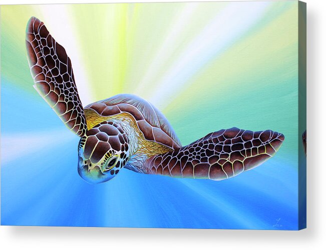 Loggerhead Acrylic Print featuring the painting Water Wings by William Love