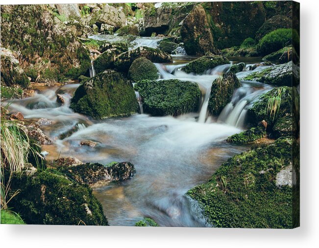 Jizera Mountains Acrylic Print featuring the photograph Waterfall on the river Jedlova by Vaclav Sonnek