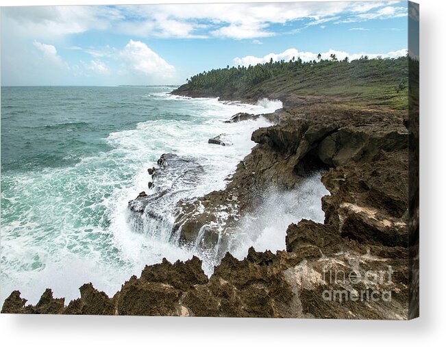 Parque Acrylic Print featuring the photograph Waterfall Waves at Parque nacional Cerro Gordo, Puerto Rico by Beachtown Views