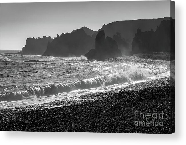 Iceland Acrylic Print featuring the photograph Waves and cliffs in Snaefellsnes peninsula, Iceland by Delphimages Photo Creations