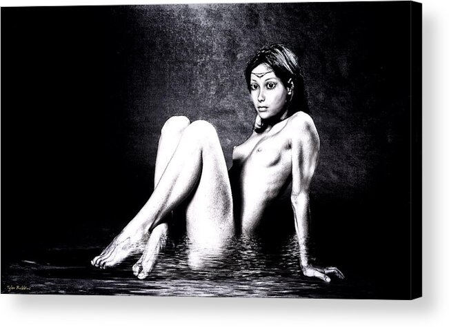 Woman Acrylic Print featuring the painting Well Sitting by Tyler Robbins
