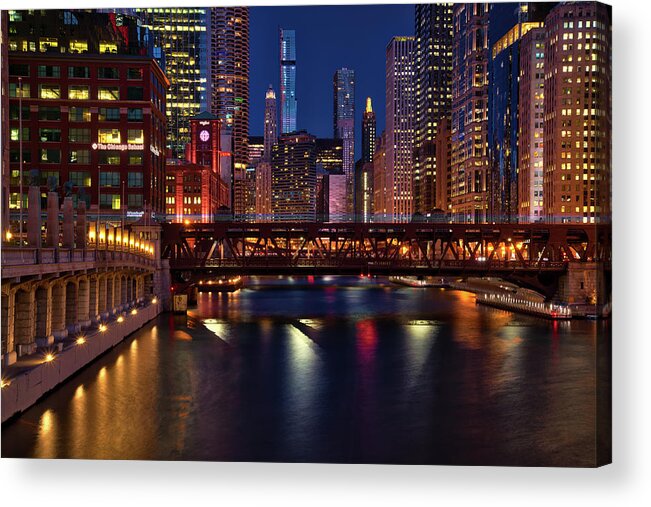 Architecture Acrylic Print featuring the photograph Wells St Bridge by Raf Winterpacht