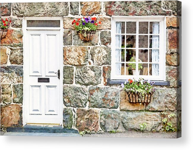 Architecture Acrylic Print featuring the photograph Welsh cottage painting by Jane Rix