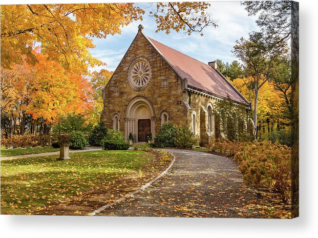 West Acrylic Print featuring the photograph West Parish Chapel in Fall, Andover, MA by Betty Denise