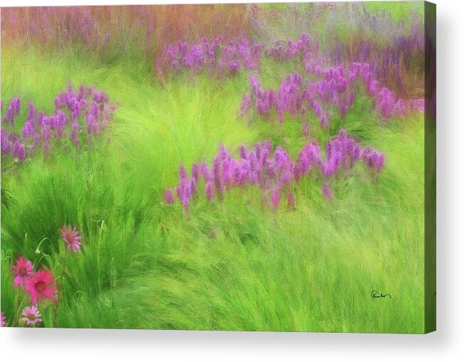 Background Acrylic Print featuring the digital art Wild Lilac Spires in Tall Grass by Russ Harris