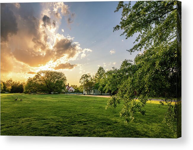 Colonial Williamsburg Acrylic Print featuring the photograph Williamsburg Sunset Field by Rachel Morrison