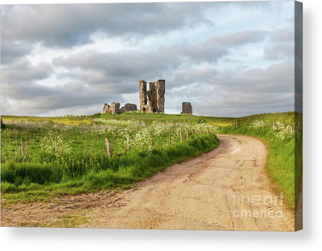 British Acrylic Print featuring the photograph Winding road leading to a chirch ruin in Norfolk by Simon Bratt