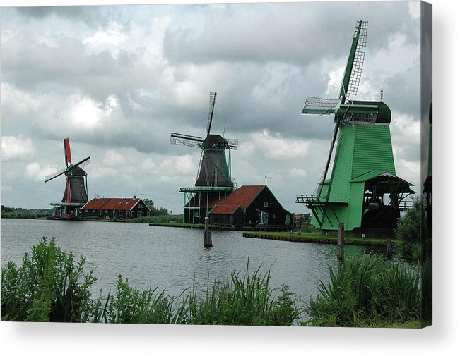 Windmill Acrylic Print featuring the photograph Windmills on the Lake by Steve Templeton