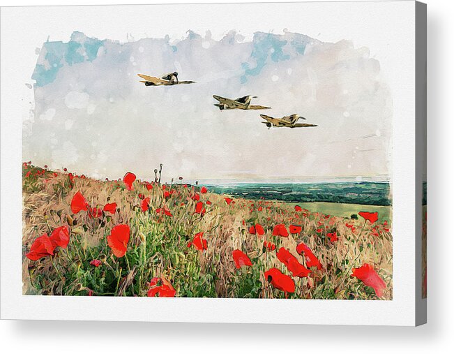 Spitfire Poppies Acrylic Print featuring the digital art Winged Angels by Airpower Art