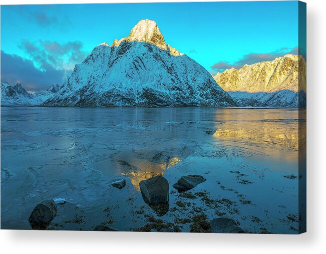 Northern Light Acrylic Print featuring the photograph Winter afternoon in Lofoten, Nordland 3 by Dubi Roman