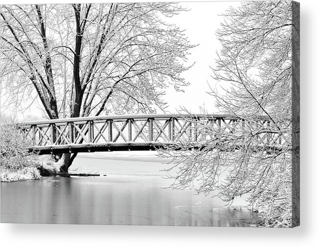 Snow Acrylic Print featuring the photograph Winter Bridge by Susie Loechler