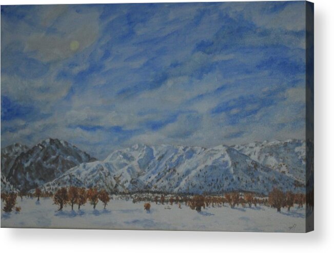 Winter Acrylic Print featuring the painting Winter on Omalos by David Capon