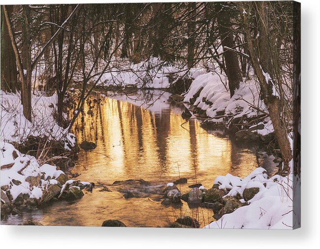 Winter Acrylic Print featuring the photograph Winter Sunrise on Little Cedar Creek by Jason Fink