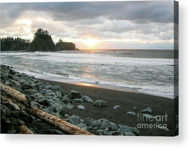 Olympic National Park Acrylic Print featuring the photograph Winter Sunset at LaPush #2 by Nancy Gleason