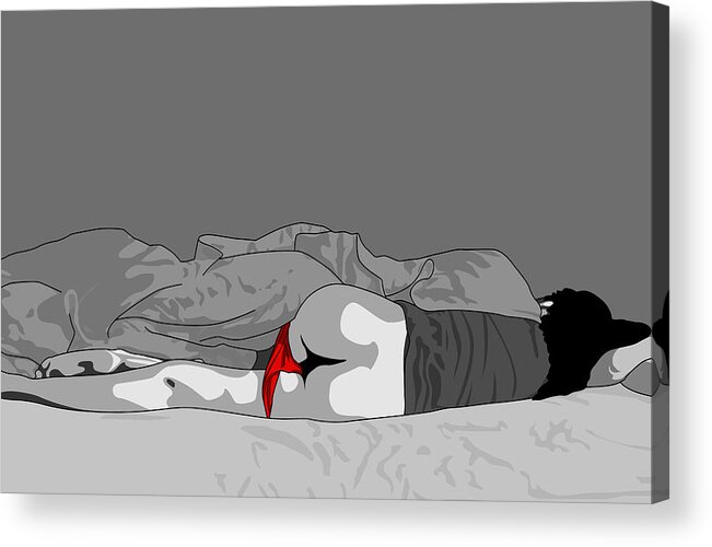Woman Sleeping With Panties Pulled Down Acrylic Print by De Veras