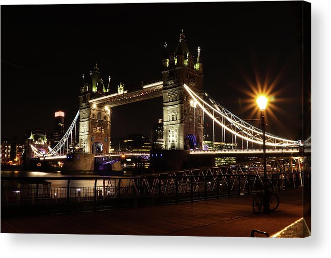Sky Acrylic Print featuring the photograph Tower Bridge with LED lighting by Vaclav Sonnek