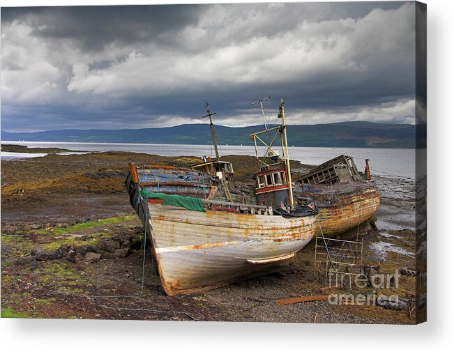 Island Of Mull Acrylic Print featuring the photograph Wrecked fishing boats, Isle of Mull, Inner Hebrides, Scotland by Neale And Judith Clark