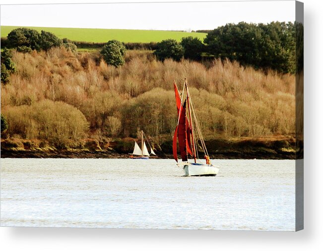 Working Boat Acrylic Print featuring the photograph Yachts in Carrick Roads by Terri Waters