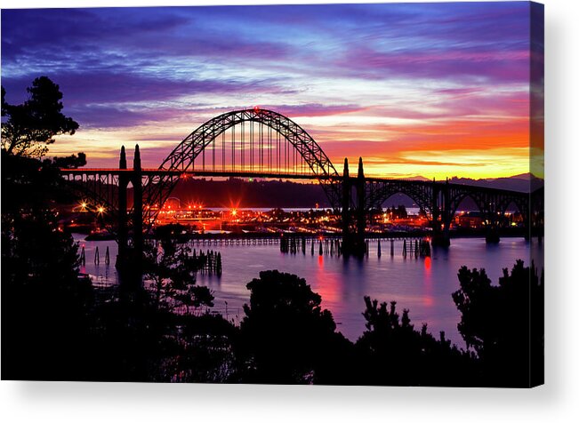 Oregon Acrylic Print featuring the photograph Yaquina Bay Bridge Sunrise by Darren White
