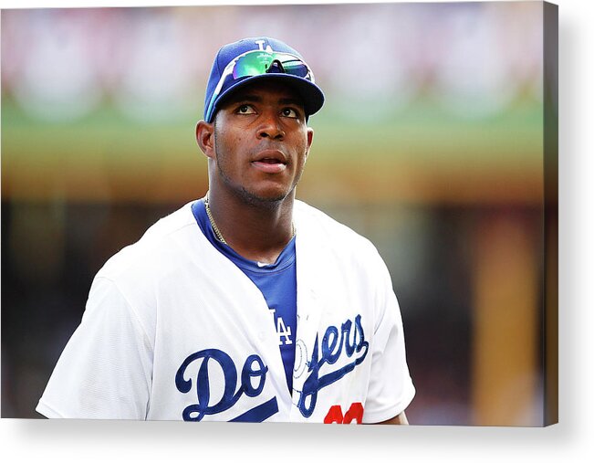 Looking Acrylic Print featuring the photograph Yasiel Puig by Brendon Thorne