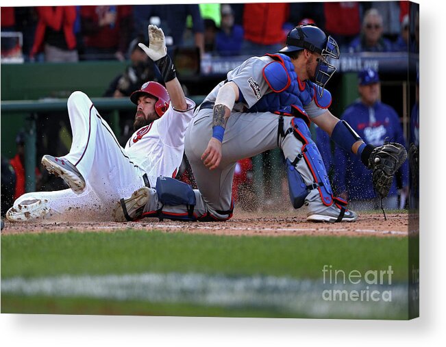 Game Two Acrylic Print featuring the photograph Yasmani Grandal, Daniel Murphy, and Jayson Werth by Patrick Smith