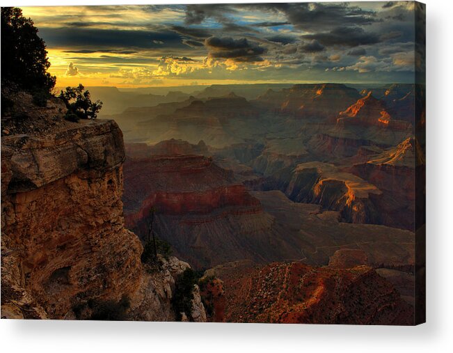 Grand Canyon Acrylic Print featuring the photograph Yavapai Point Sunset, Grand Canyon by Stephen Vecchiotti