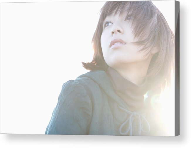 People Acrylic Print featuring the photograph Young woman, portrait, outdoors by BLOOMimage