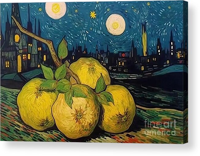 Yuzu Acrylic Print featuring the painting Yuzu Fruits Painting by N Akkash