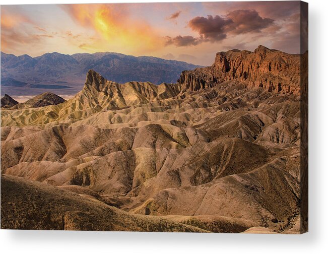 Death Valley Acrylic Print featuring the photograph Zabriskie Point Sunrise by Karen Cox