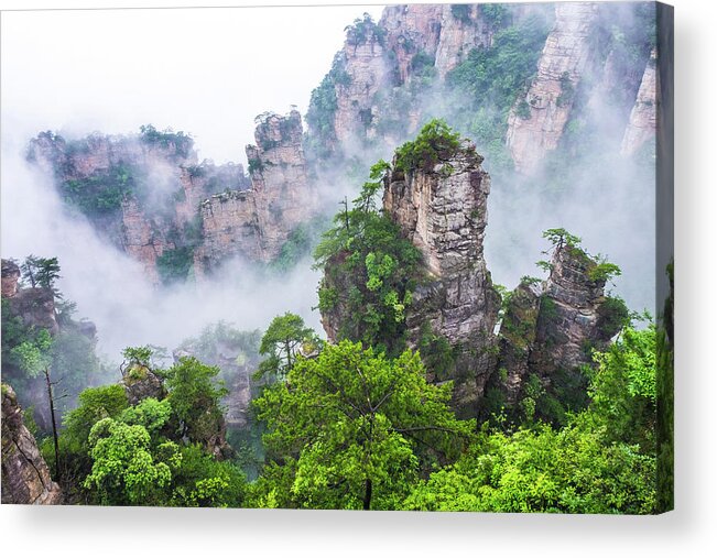 Changsa Acrylic Print featuring the photograph Zhangjiajie Tianzi Mountain Nature Reserve by Arj Munoz