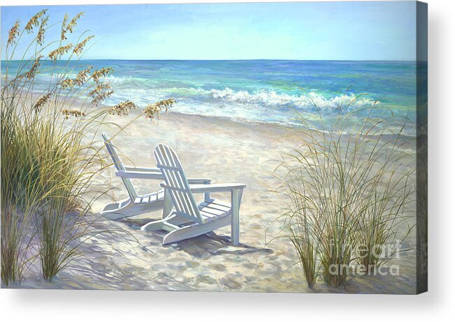 Beaches Acrylic Print featuring the painting View for two. by Laurie Snow Hein