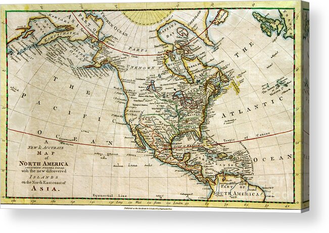 Original Map From 1779 Acrylic Print featuring the photograph 1789 Map of North America by Maria Hunt