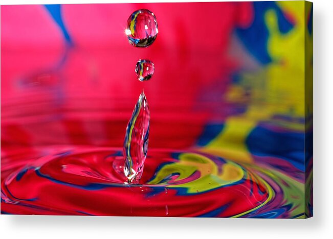  Abstract Acrylic Print featuring the photograph Colorful Water Drop #2 by Peter Lakomy