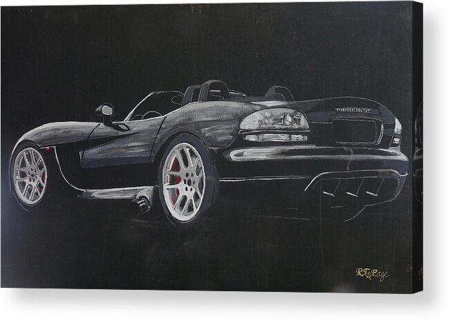 Dodge Acrylic Print featuring the painting Dodge Viper Convertible #2 by Richard Le Page